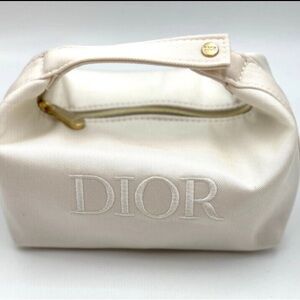 Dior Ivory Cosmetic Bag with Gold Accents